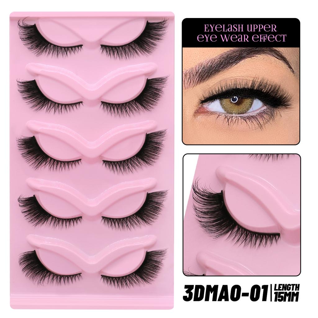 Xiaomi GROINNEYA 5 pairs Cat Eye Lashes Faux Mink Eyelashes Clear Band Lashes Natural Look Wispy Mink Eyelashes Full Strip Lashes
