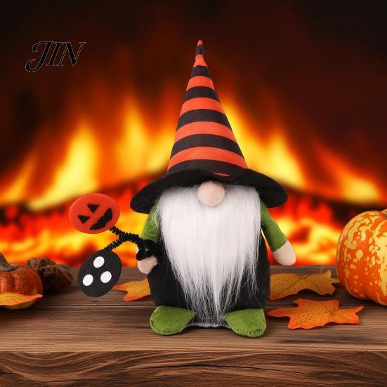 Striped Pointed Hat Gnome Halloween Gnomes Plush, Handmade Decoration, Dwarf Elf Ornaments for Witch Pumpkin Decor Tiered Tray Home Table Holiday