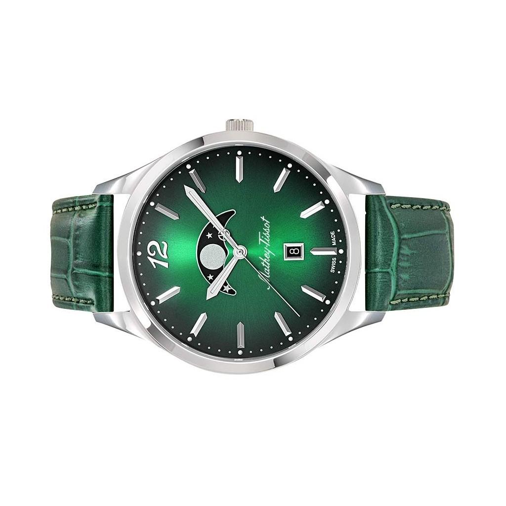 Mathey-Tissot Urban Moon Leather Strap Green Dial Quartz H411LAVM Men's Watch