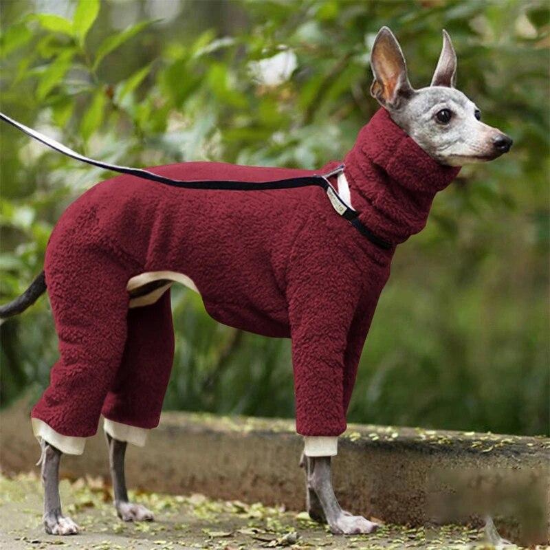 Fashion Soild Greyhound Doberman Coat Pet Winter Fleece Turtleneck Vest Jacket Whippet Gree Dog Jumper Winter Warm Dog Clothes