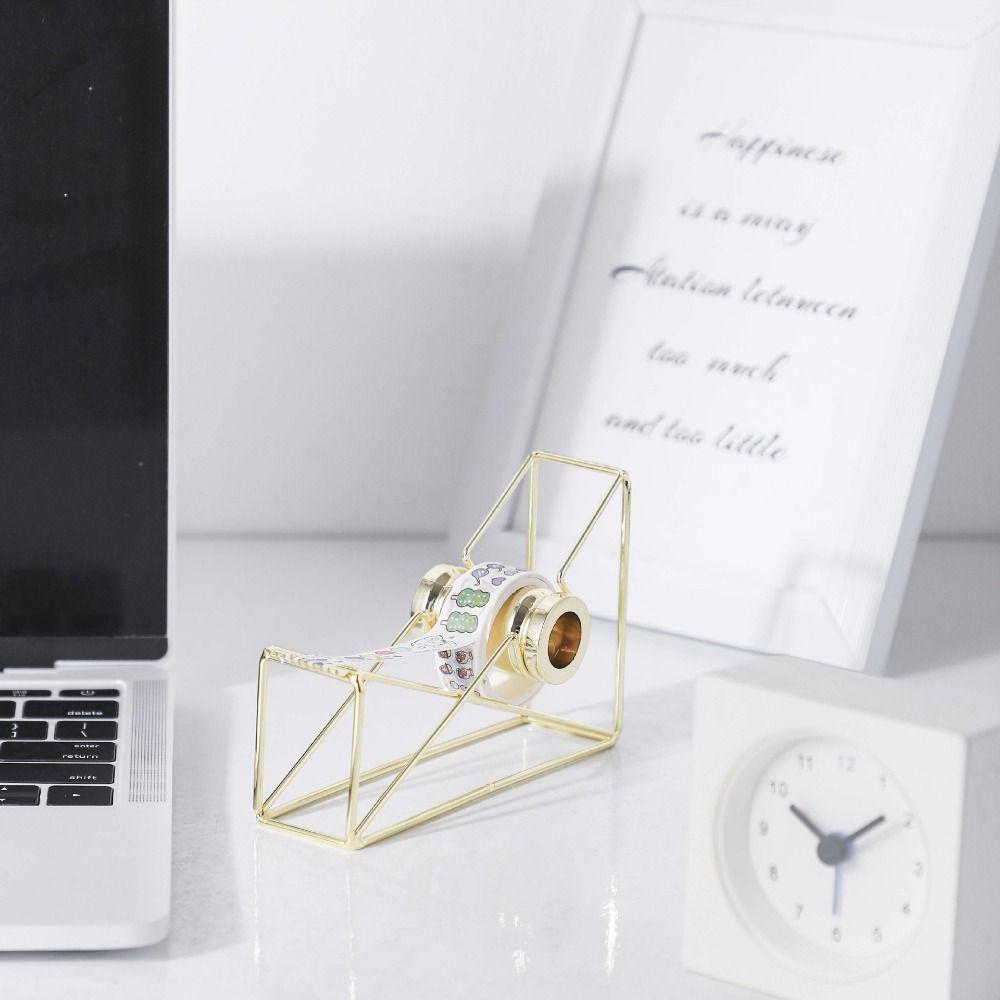 Non-slip Iron Art Tape Dispenser Smooth Cutting Tape Storage Organizer Desktop Tape Holder  School