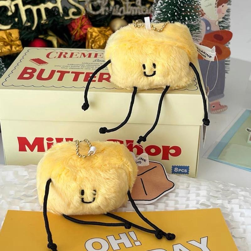 Plush Butter Doll Charm Keychains Sweet Cute Pendant Car Keyring Backpack Decoration Fashion Jewelry for Women Girl