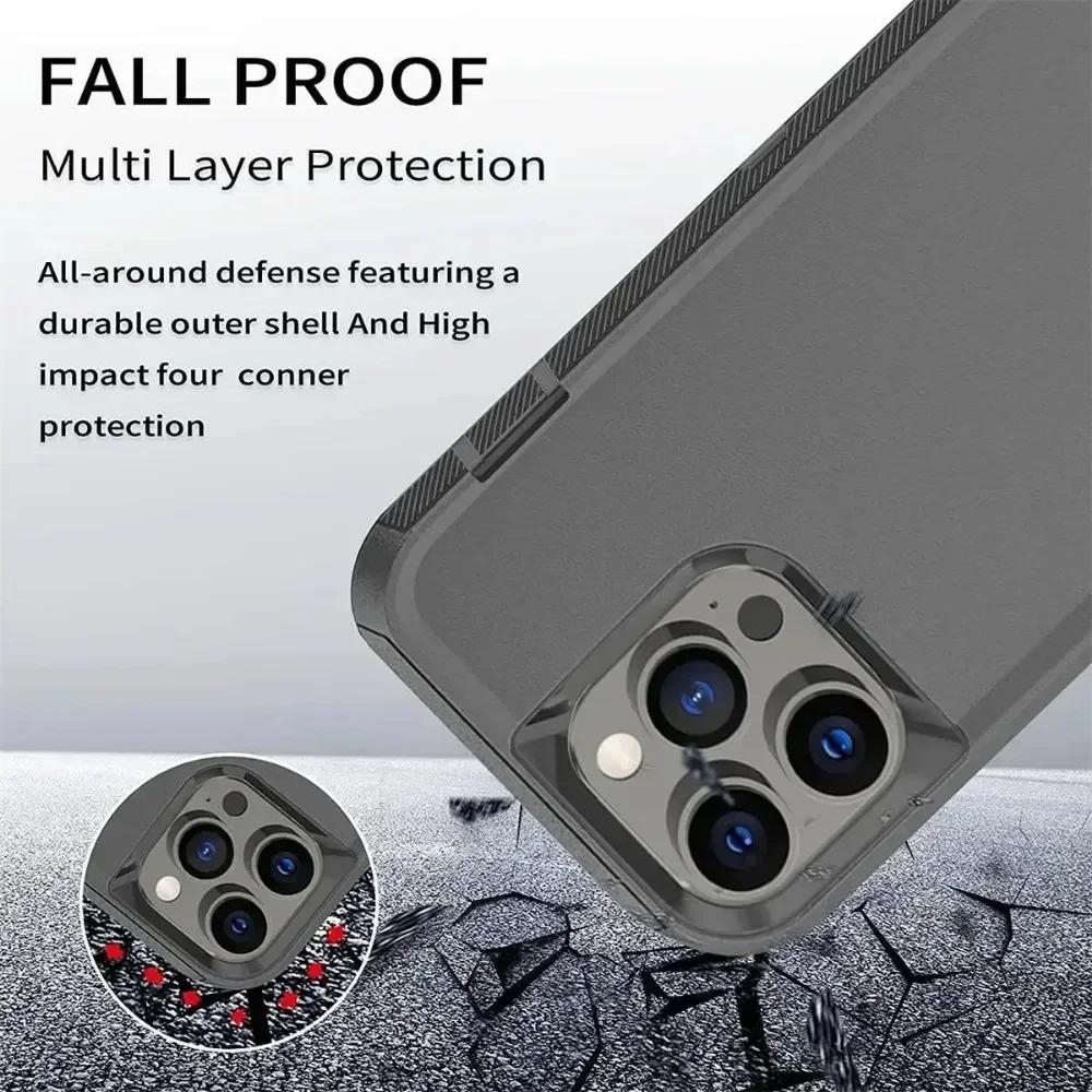 3 In 1 Hybrid Heavy Duty Armor Case for IPhone 16 Pro Max 15 14 13 12 11 Shockproof Cover for IPhone 7 8 Plus X XS Max XR Otter Case Box Cover