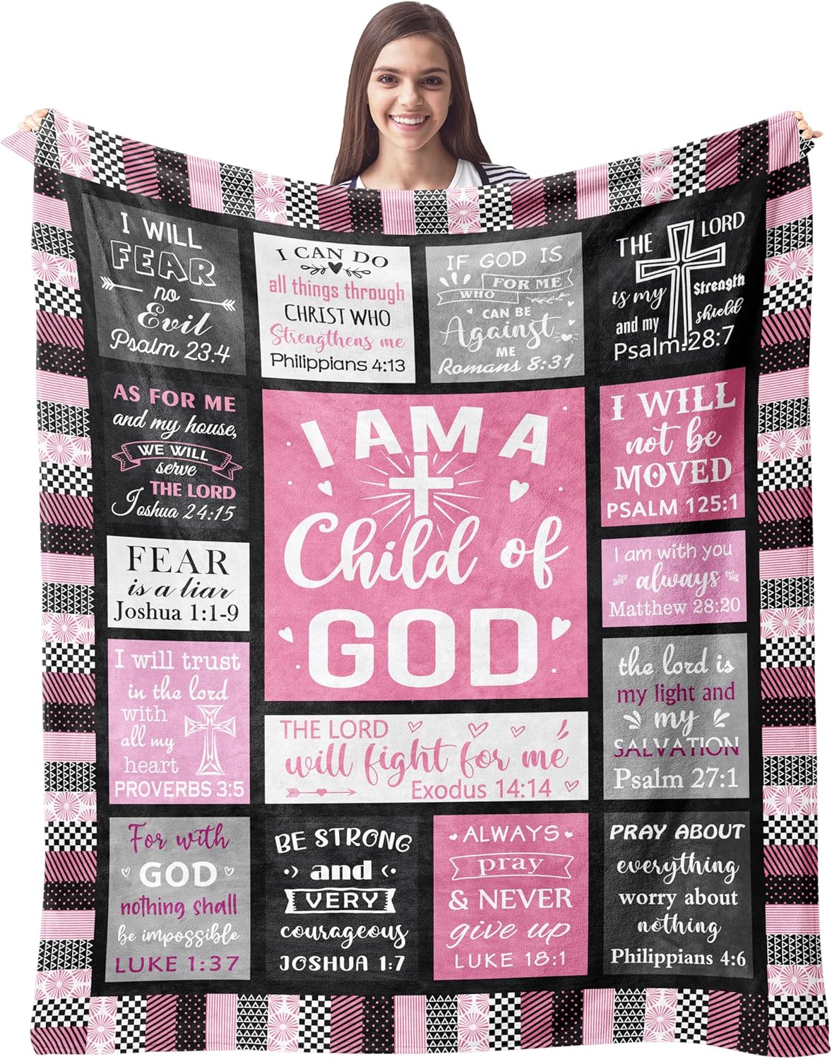 

Gifts for Women Blanket I Am a Child of God Blankets Inspirational Religious Birthday Gifts Baptism Confirmation Gifts for Girls 75cmx90cm