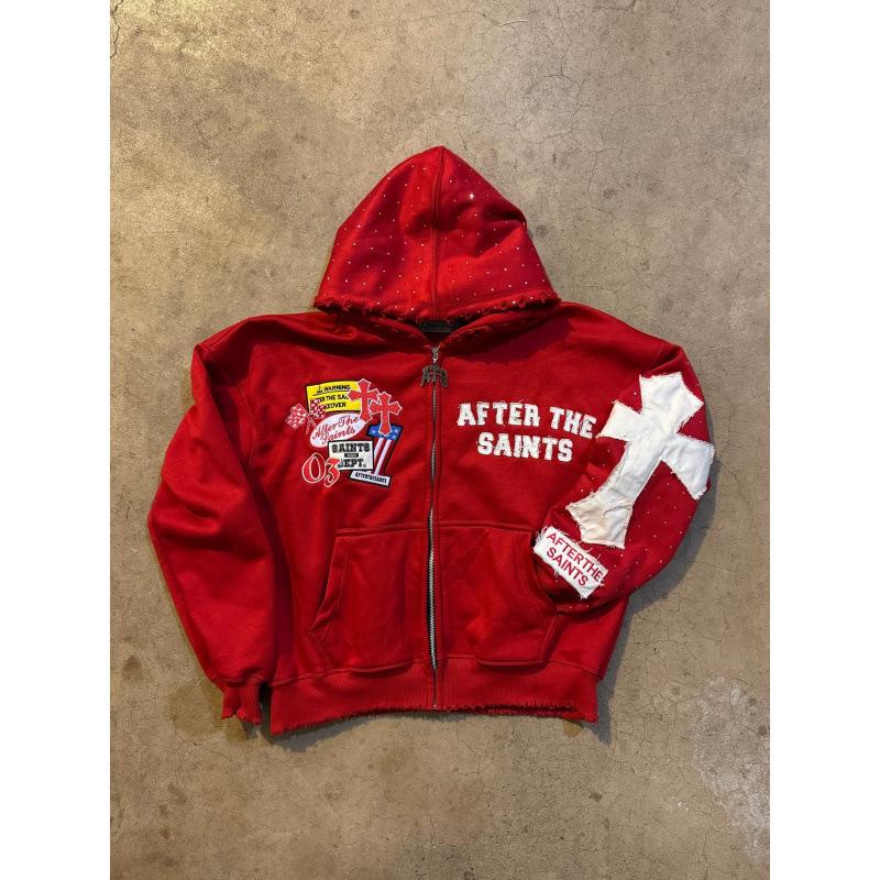 American street hot-selling hooded cardigan casual sweater letter 3d printed jacket trendy top street