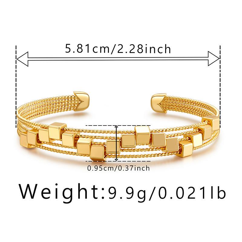 Meier 18k gold-plated open bangle with a minimalist square design - french chic bracelet 18K