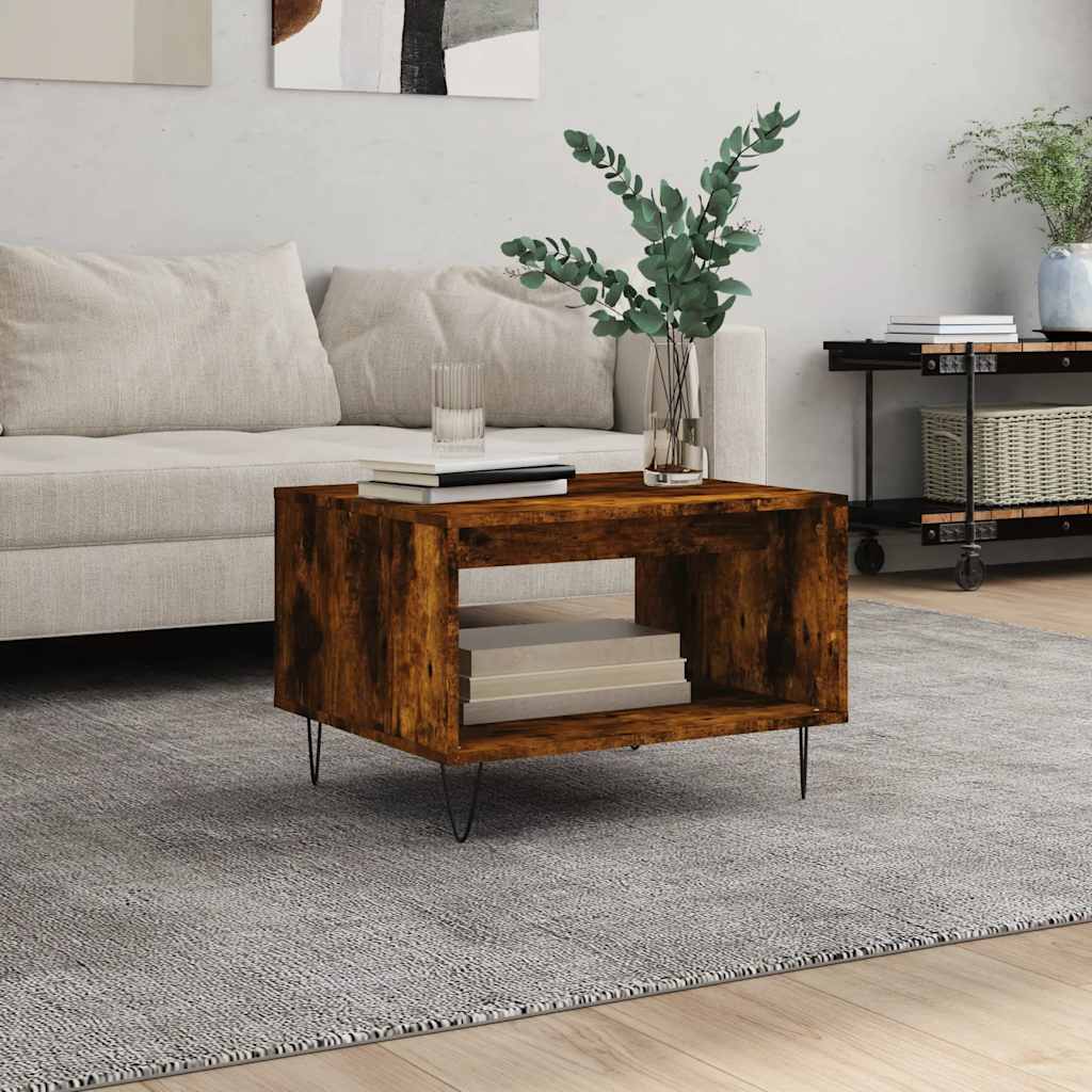 Coffee Table Smoked Oak 60x50x40 cm Wood Based Material