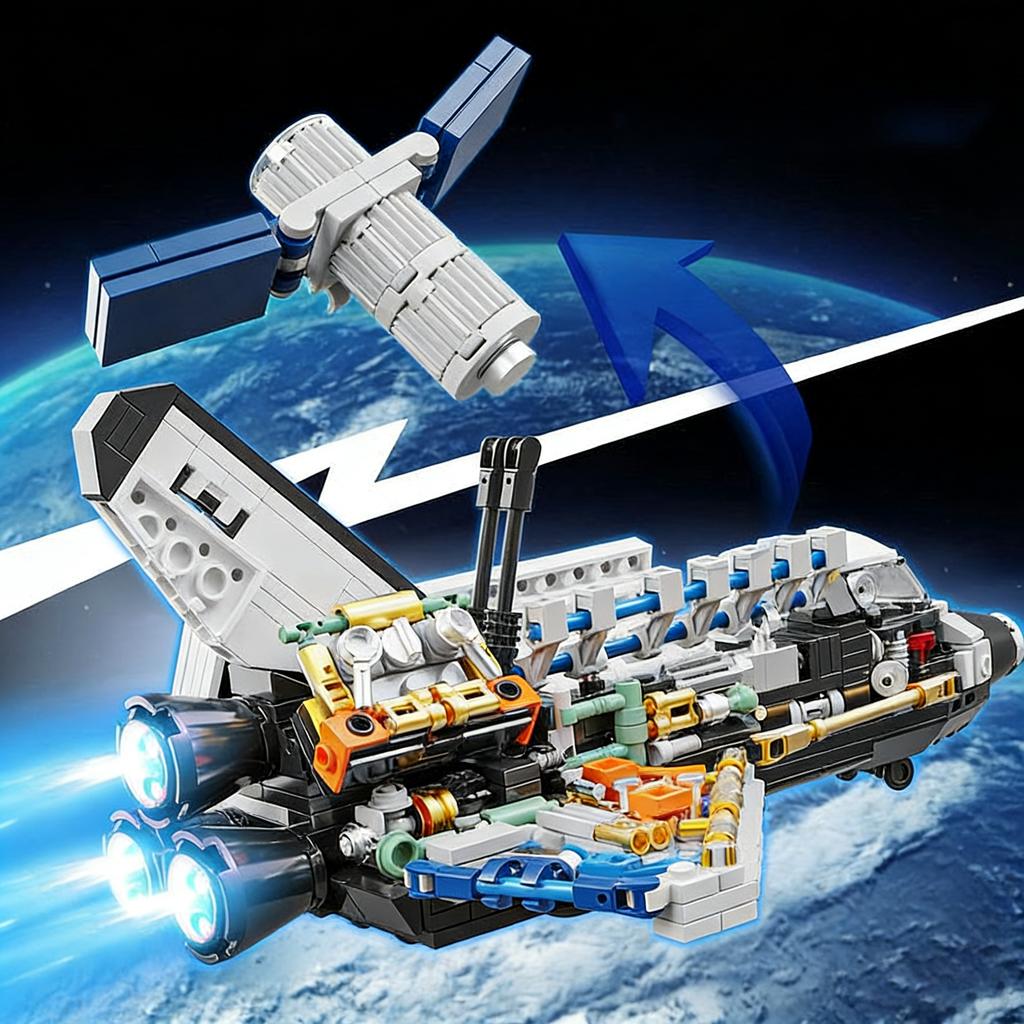 536Pcs Space Shuttle Construction Blocks Spaceship Assembling Fit Diy Blocks Spacecraft Model Children'S Birthday Present