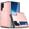 New Push Pull Wallet Card Slot Solid Color Phone Case For Samsung S25 Ultra S23 S20 S21 S22 S24 Ultra Plus FE Note 20 Ultra A55