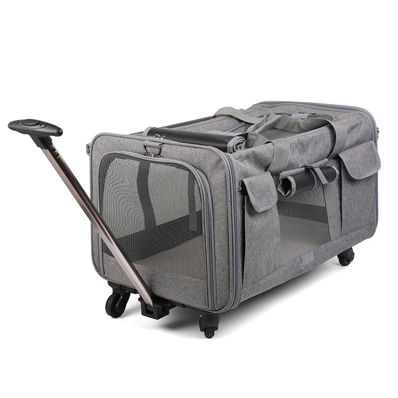 Portable Cat Trolley with Detachable Wheels – Breathable, Foldable, and Spacious Pet Carrier
