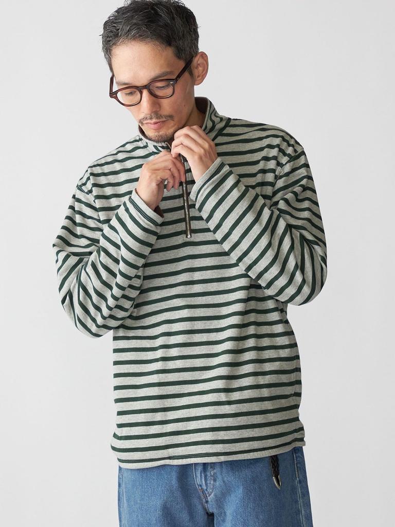 Ships Men's Reversible Striped Fleece Half-Zip Pullover Sweatshirt, Size 112040418, Charcoal Gray, Size L