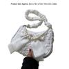 Women Shoulder Bag Casual Fashionable Lace Ruffles Lady Handbag with Bow Bead Chain for Daily