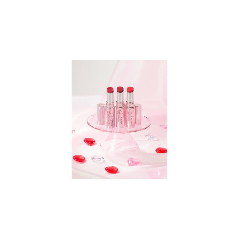 Canmake Lustrous Veil Rouge 04 Cherry Parfait 3g Moisturizing Lipstick Glossy Finish Vibrant Color Cherry Red