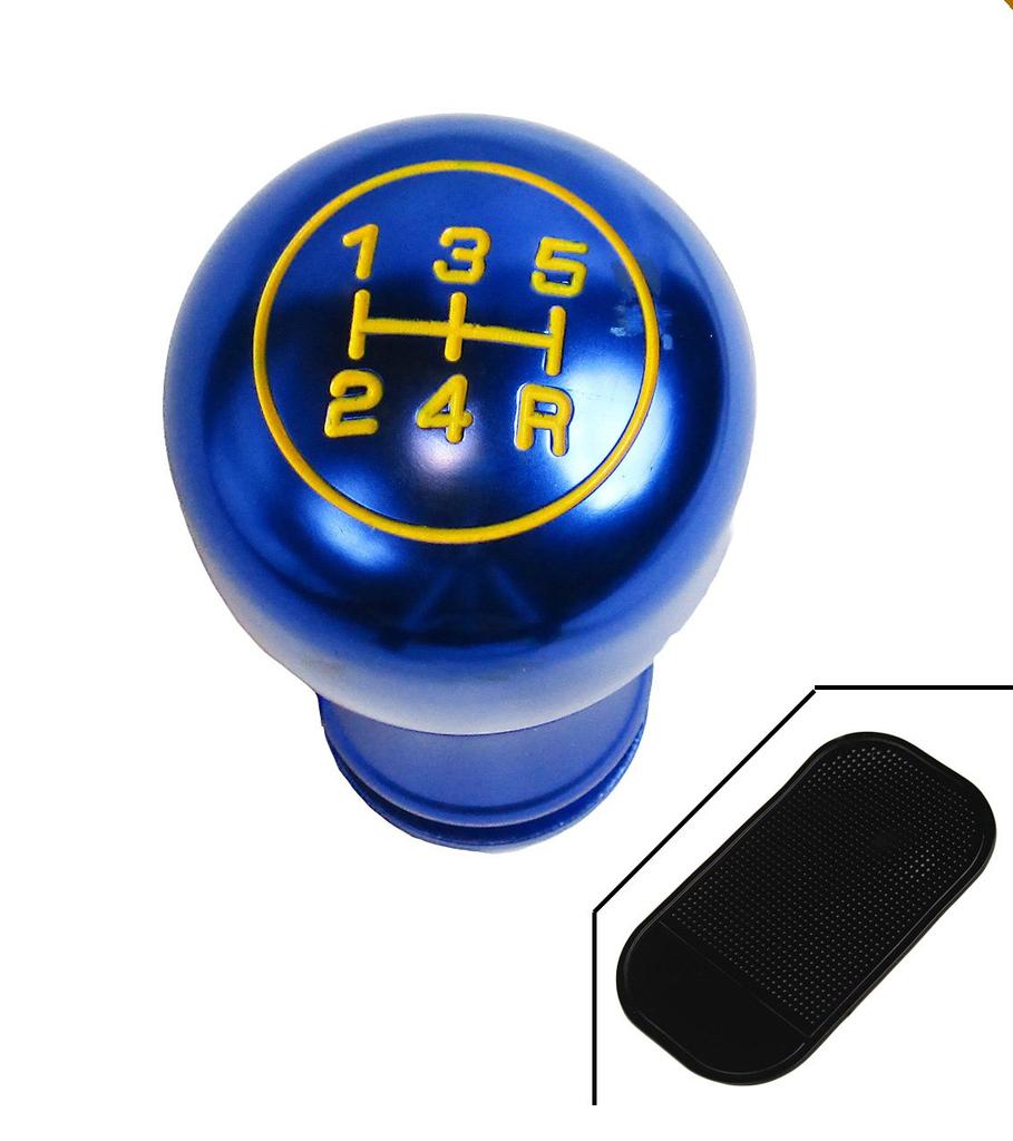 R-Style Aluminum Engraved Universal Shift Knob 5MT Model with Floor Mat, Blue