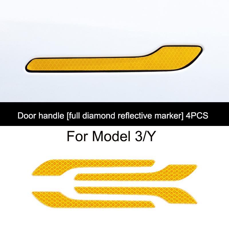Bilklistermärke för Tesla Model 3/Y Diamantreflekterande Klistermärke Dörrhandtagsskydd Skyddsklistermärke Trim Ljusande Handtag