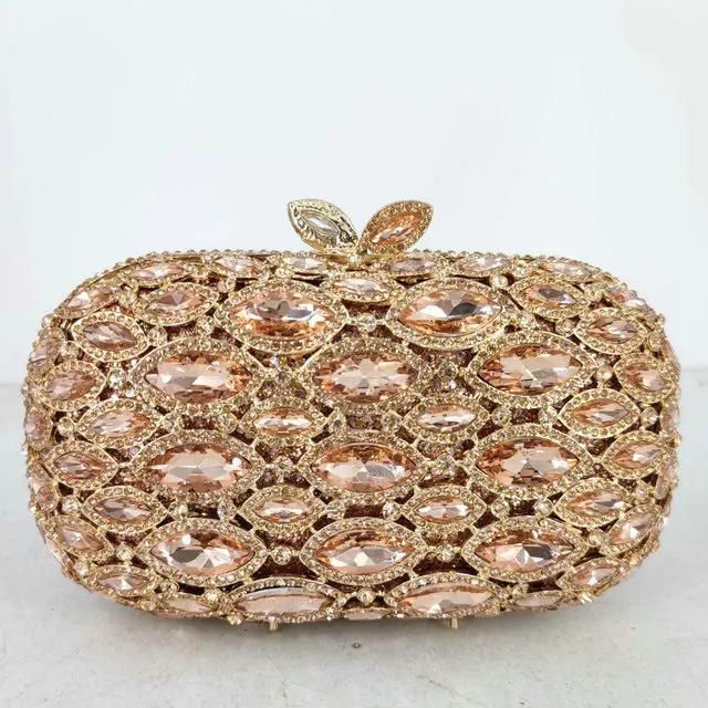 

Boutique De FGG Women Wine Red Evening Bag for Wedding Party Dinner Crystal Clutch Bridal Rhinestone Clutch Hand Bags and Purses Mini Clutch