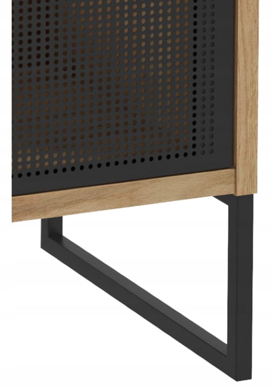 80x70cm standing cabinet on metal legs, black laminated board, Fiora