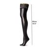 Women Sexy Lingerie Thigh High Lycra Wet Look Stockings Black Faux Leather Legging with Lace