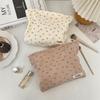 Corduroy Floral Makeup Bag With Large Capacity For Travel Storage And Home Use