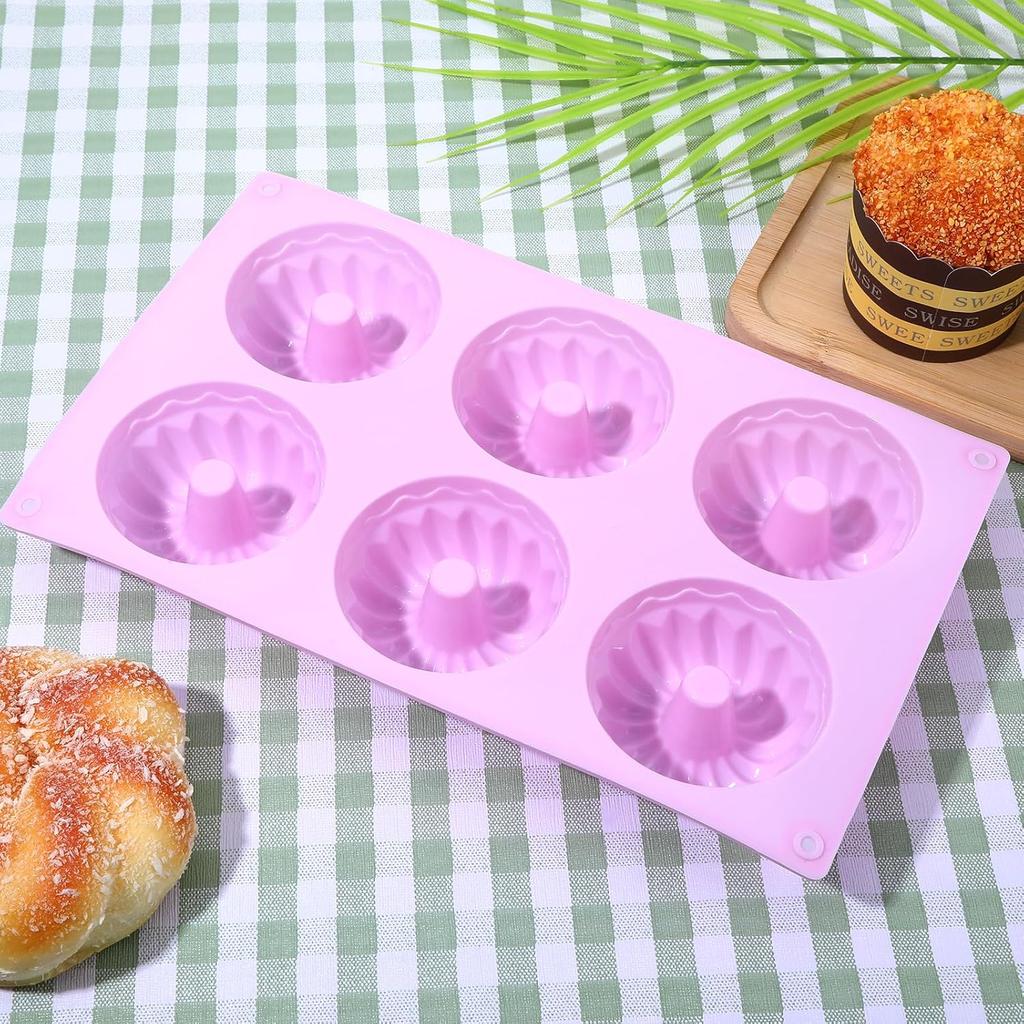 3 Pack Purple Mini Cake Pans for Baking, Silicone Small Cake Pan Mold Moldes Para Gelatinas, 6 Cavity Nonstick Mini Cheesecake Pans, Jello Molds