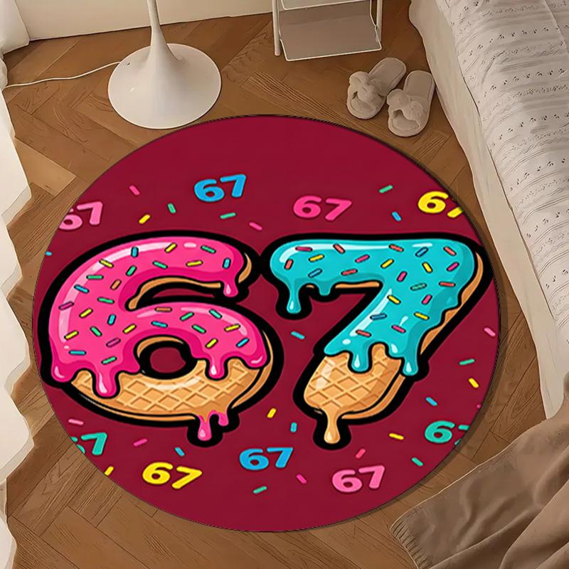 Royal Hands Holding Number 67 Round mat, Anti-slip Circle Carpet Chair rug For livingroom,Bedroom, doormat home decor Gift Christmas Gifts