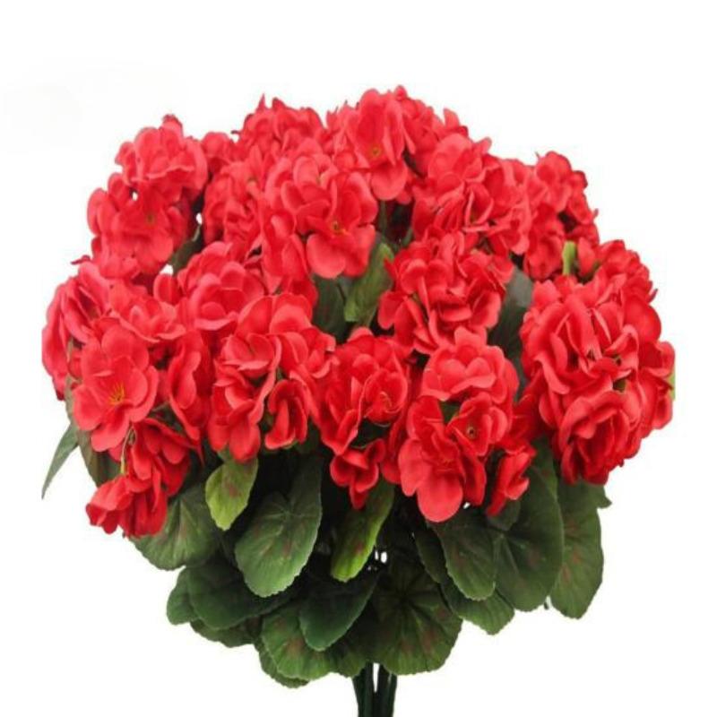 Ramo de begonias artificiales reutilizables para decoración de bodas y fiestas, flores falsas para el hogar, el interior, el jardín y el porche.
