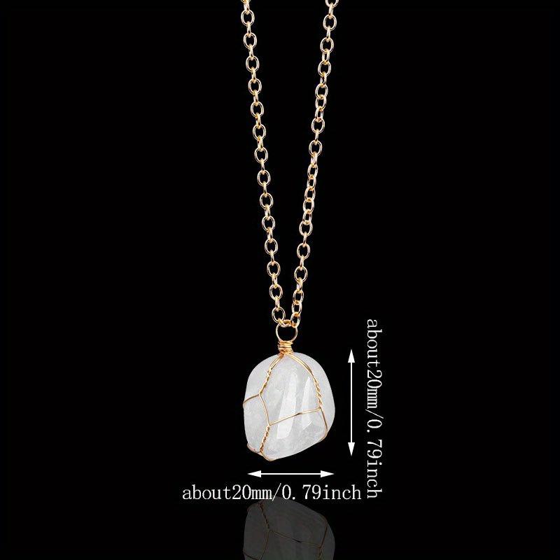 Natural Raw Stone Crystal Quartz Pendant Necklace for Women Irregular Crystal Wrapped Gold Wire Chakra Gemstone Wrap Jewelry 1pc