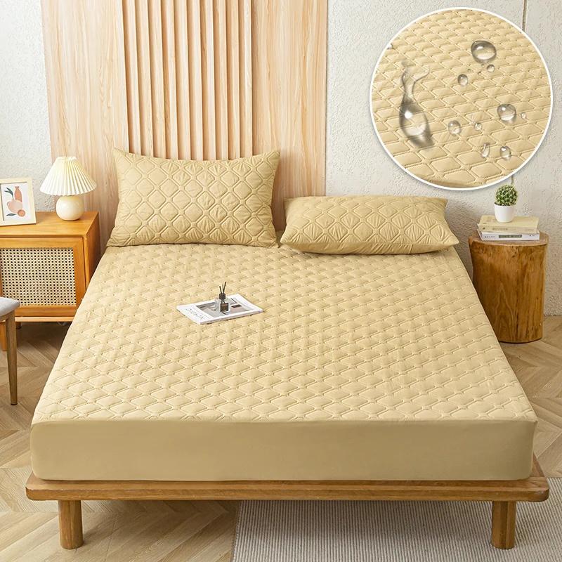 Waterproof Mattress Cover Bed Protector Case with Elastic Band Mattress Cover Fitted Sheet Soft Breathable King Mattress Cover Protector