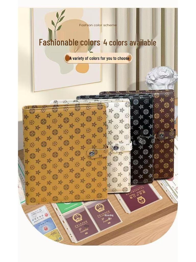 Family Document Storage Bag: Leather Magnetic Buckle A4 Album for Certificates, Receipts & Documents