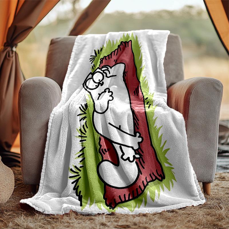 Simon's Cat Flanelldecke Weich Warm Ganzjahresdecke, Design für Camping, Autoreisen, Wandern Sofa, Bett, Büro Perfektes Geschenk für Partys