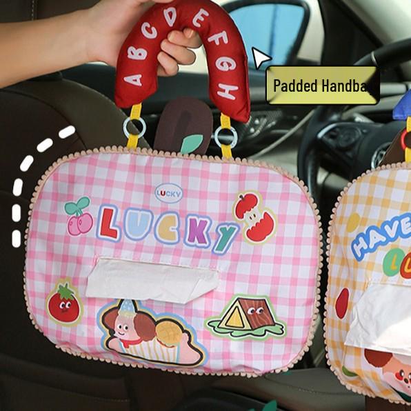 

Car Tissue Holder: Cute Cartoon Hangable Cover with Handle, Large Capacity for Home or Car Use