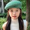 Vintage Hollowed Out Beret Hat Japanese Style Crochet Knitted Cap Elegant Weave Painter Hat  Spring