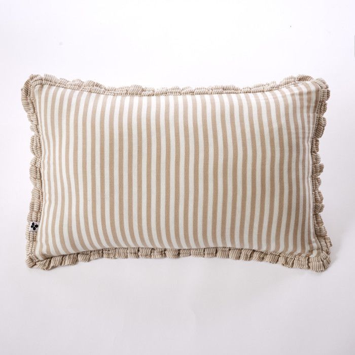 Coussin déhoussable réversible "Romie Ficelle" toutes dimensions Gaze de Coton tissé teint l'Effet Papillon - 40x60