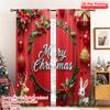 2pcs 2D Flat Printing Christmas Drapes Merry Christmas Holiday Scene 100% Polyester Fabric Without Electricity 0 Use for