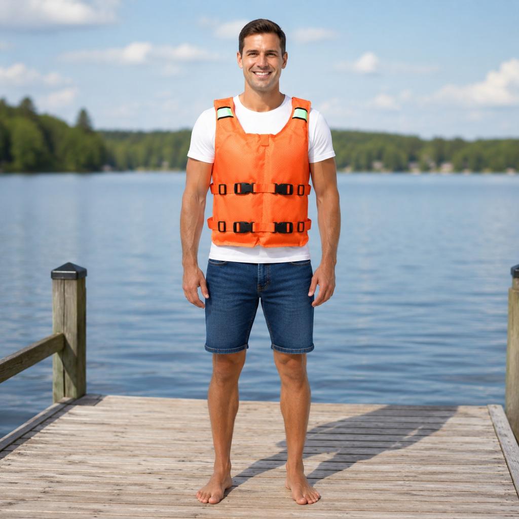 Portable Foldable Buoyancy Vest with Four Adjustable Buckles Reflective Design for Water Safety and Outdoor Activities