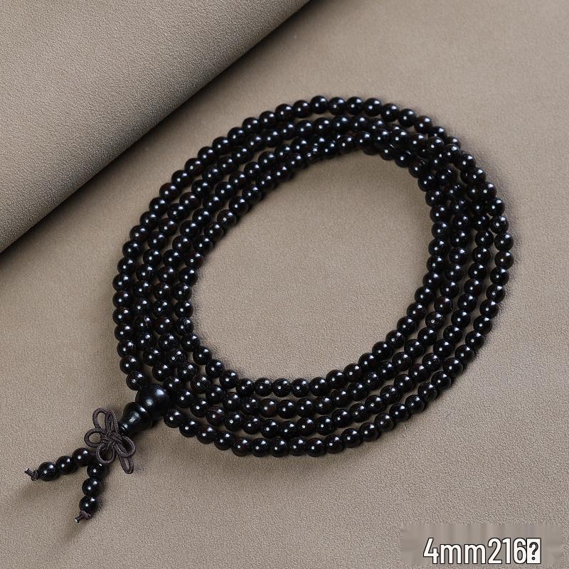 Green Sandalwood 4mm Multi-Turn Buddhist Beads Bracelet for Men & Women, Purple Light Rosary Jewelry