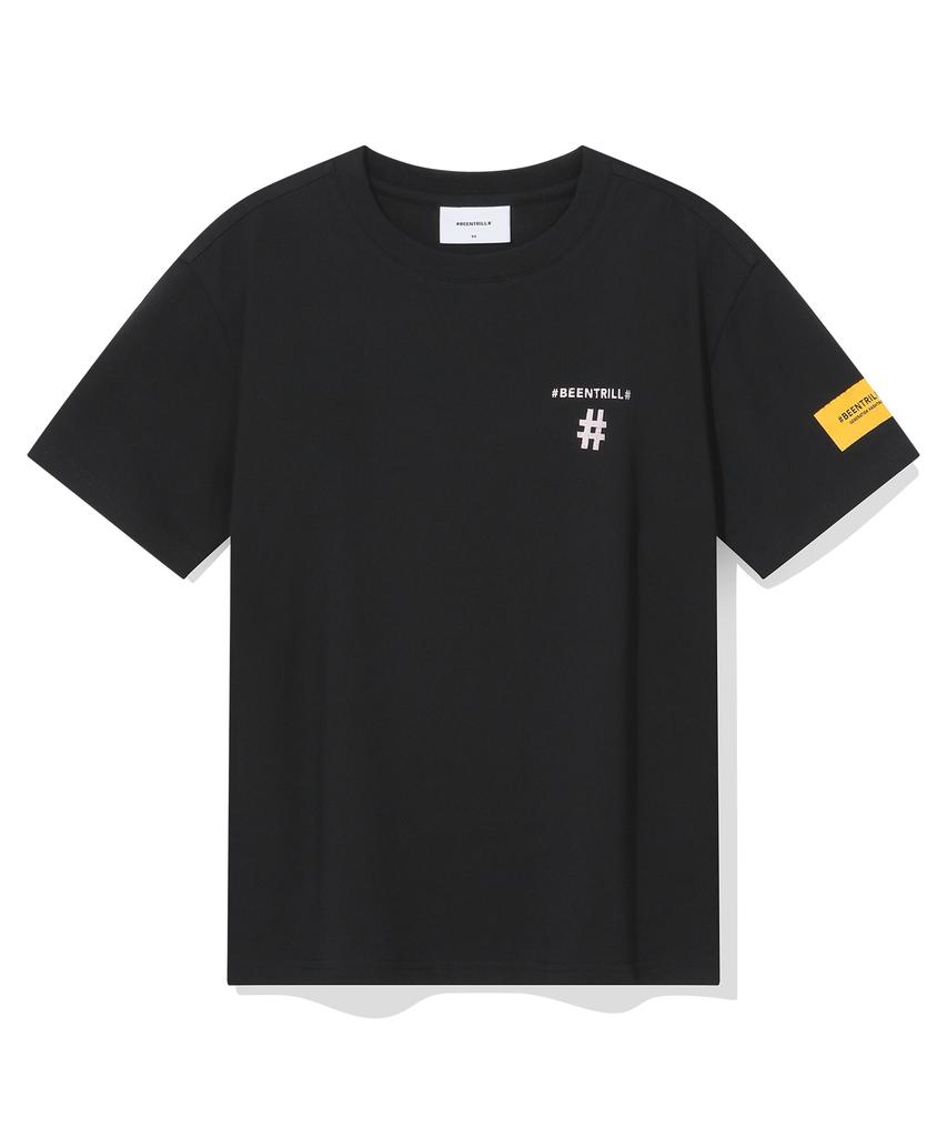 BEENTRILL Women'S Stamp Hashtag Short Sleeve T-Shirt (Black)
