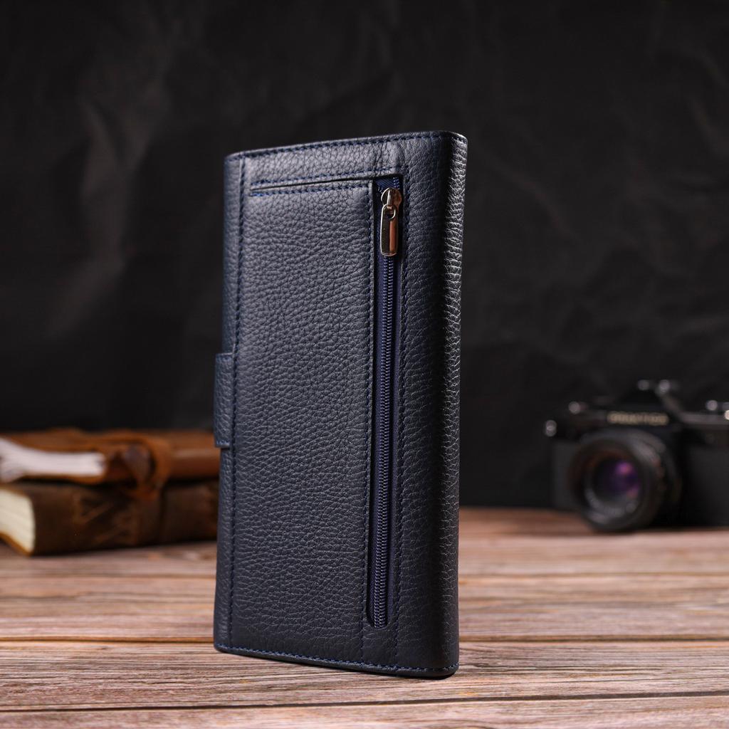 Vertical Fashionable Men's Wallet Made of Genuine Leather Flotar CANPELLINI 21841 Blue