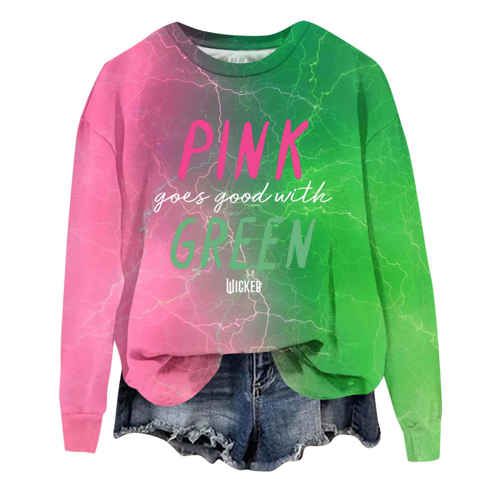 

Женский модный повседневный оверсайз пуловер с длинным рукавом и круглым вырезом с принтом M