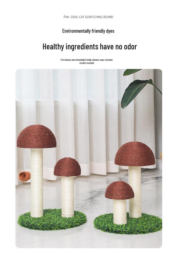 Mushroom Cat Scratching Post: Vertical Claw Sharpener and Multi-Functional Sisal Toy Board.