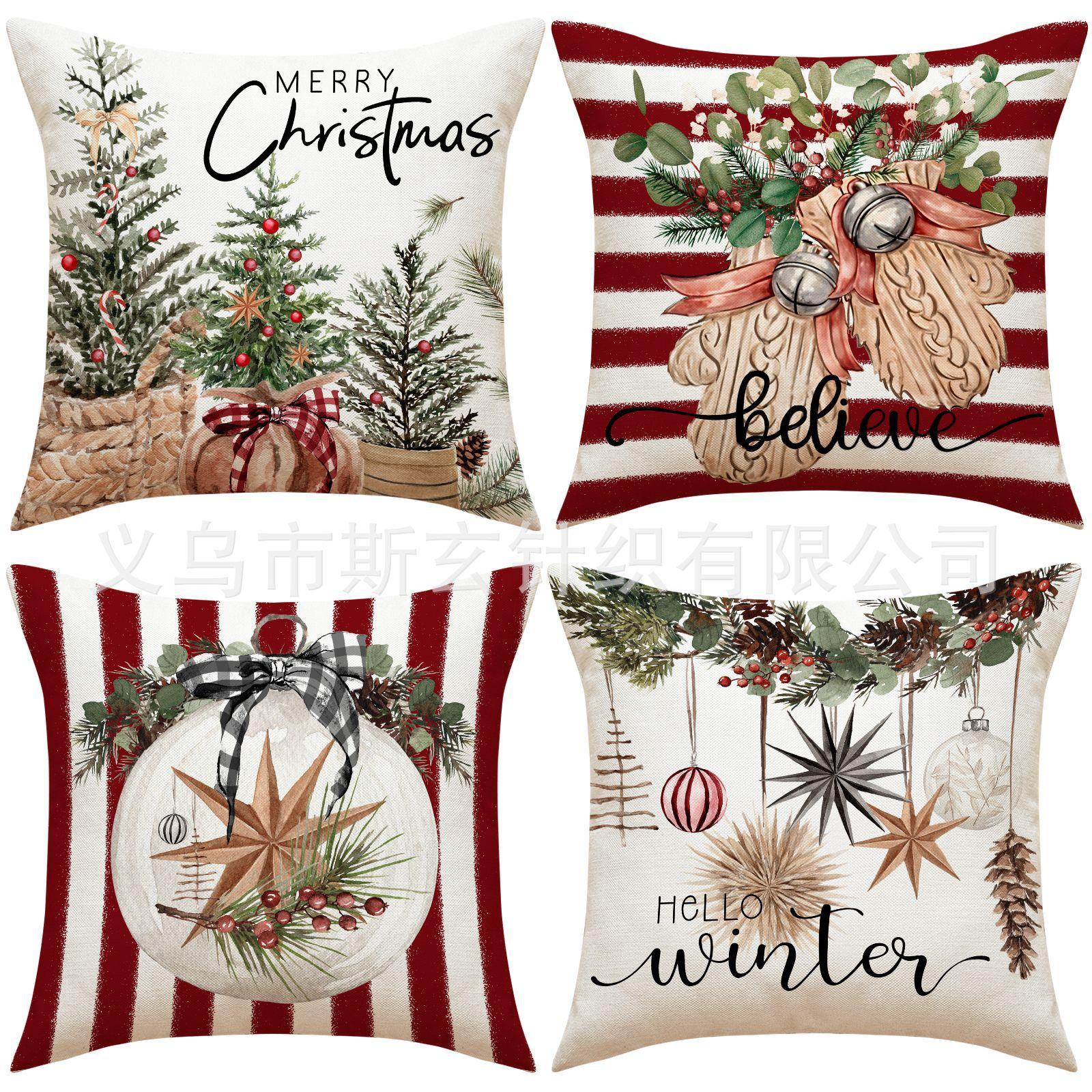

4 шт. Наволочки для подушек с рождественской елкой, Чехлы для подушек для гостиной и спальни, Сезонный праздничный домашний декор осень-зима, Чехлы для диванных подушек 45 * 45cm