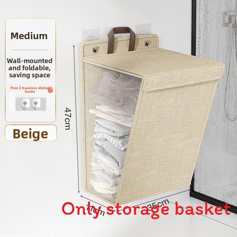 Modern Foldable Wallmounted Laundry Basket With Handles For Bedroom And Bathroom Use