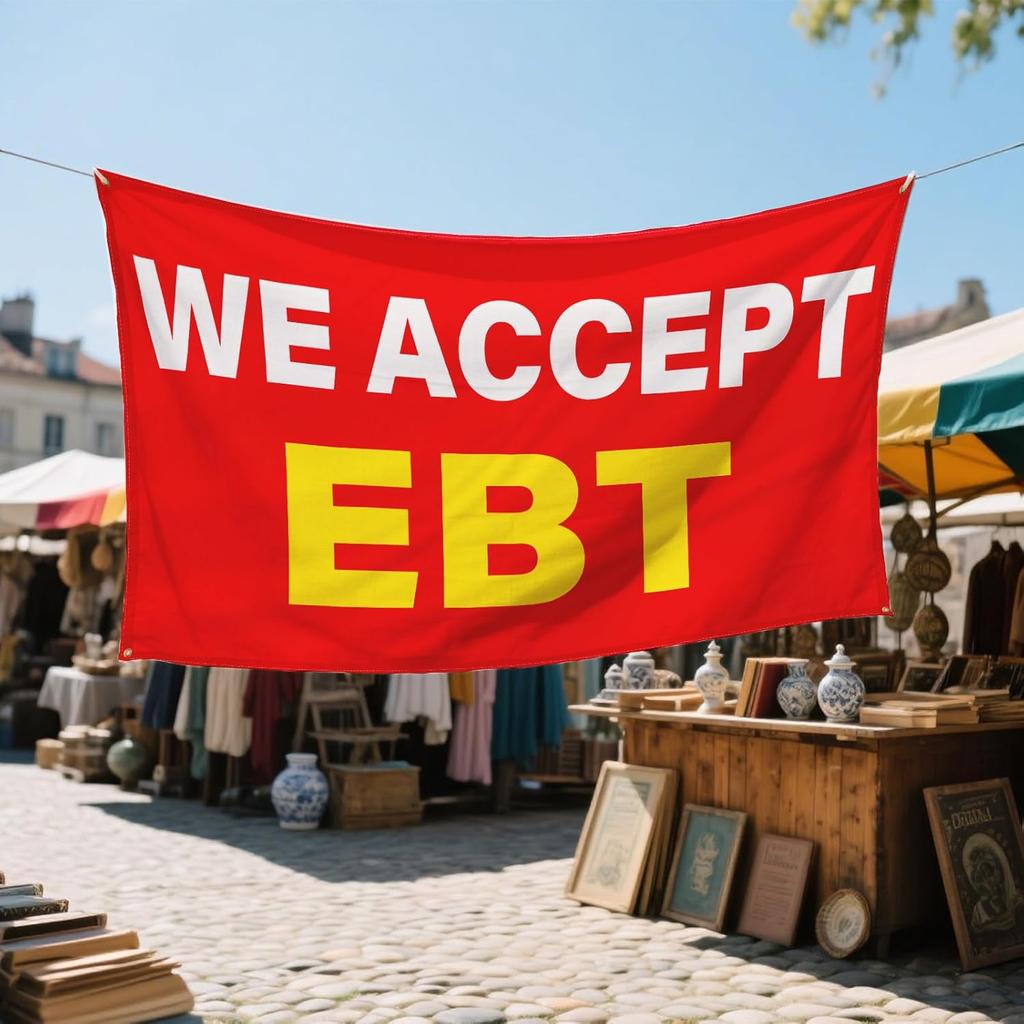 ASUNO 2 Pack 36 x 72 Inch We Accept EBT Banner with Grommets Weatherproof Advertising Polyester Reble Flag for Store Business Office Industrial Yard