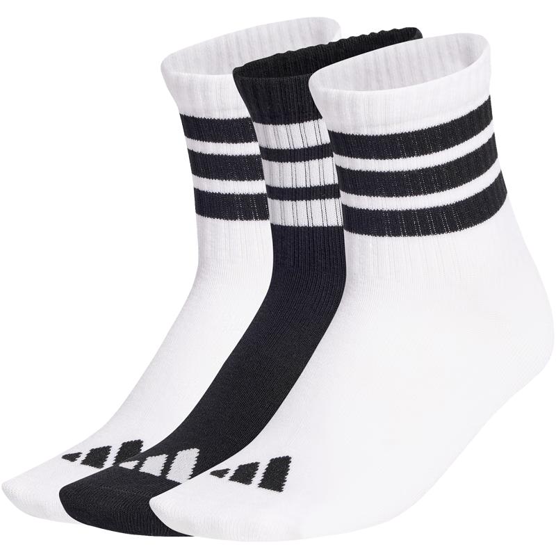 Adidas Kids  Cotton 3-Stripe Mid-Calf Sports Socks 3-Pack XS