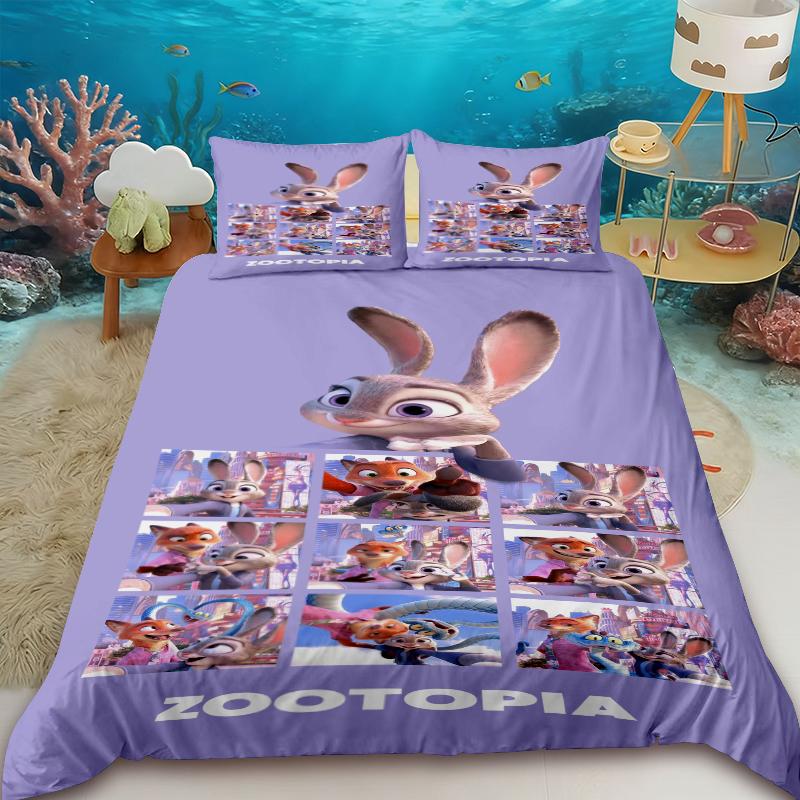 Judy Nick Cartoon Duvet Cover Zootopia Anime Three-piece Set Bedding Set Bedroom Decor Teens Gifts Queen King Full Size