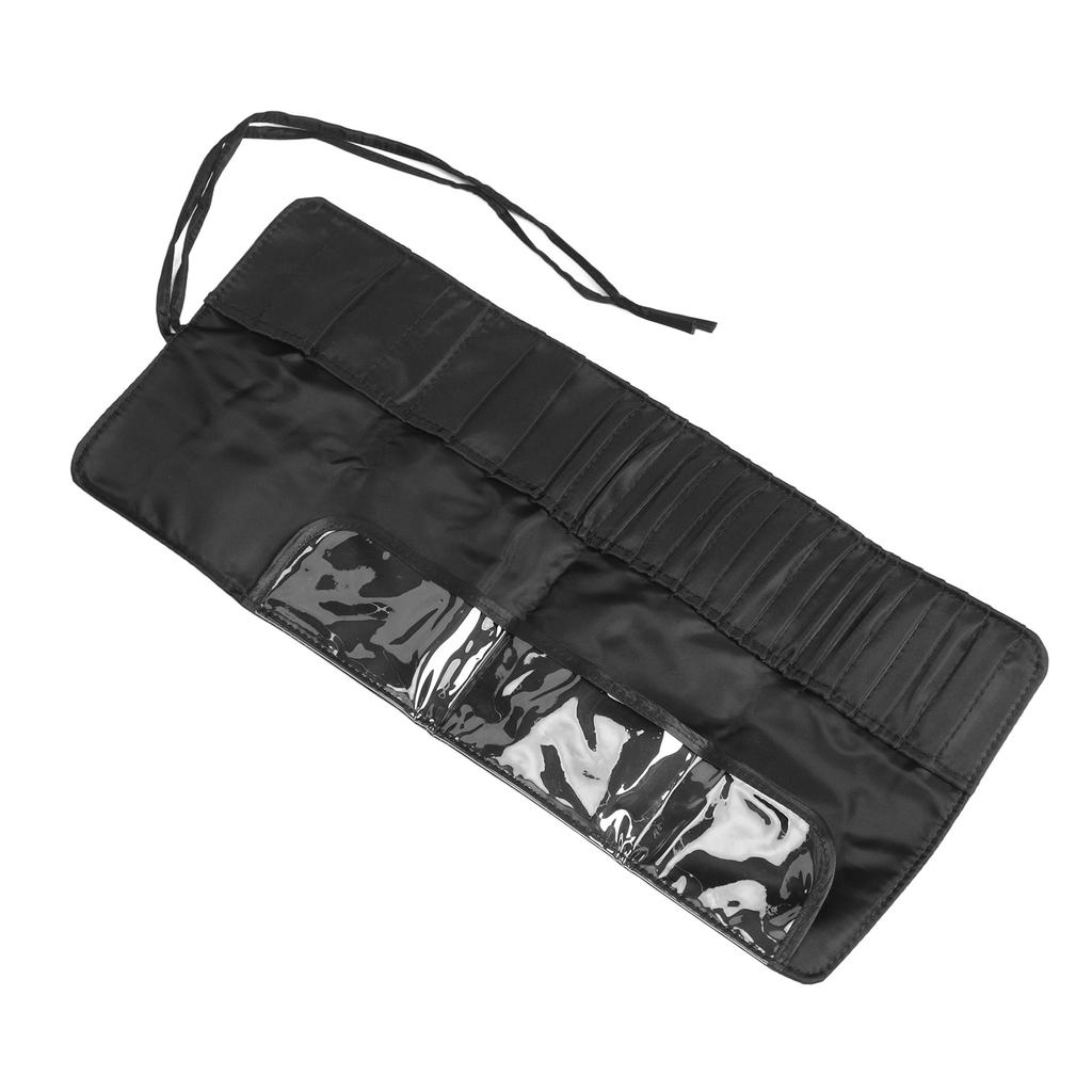 Makeup Brush Case 26 Holes Cosmetic Tool Storage Bag Black Large Capacity Waterproof Travel Makeup