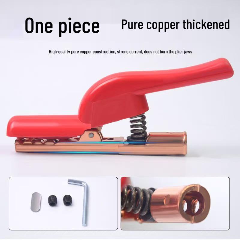 Shockproof 800A Bent Handle Electric Welding Pliers - All Copper, Drop-proof Clamp, Heat Resistant.