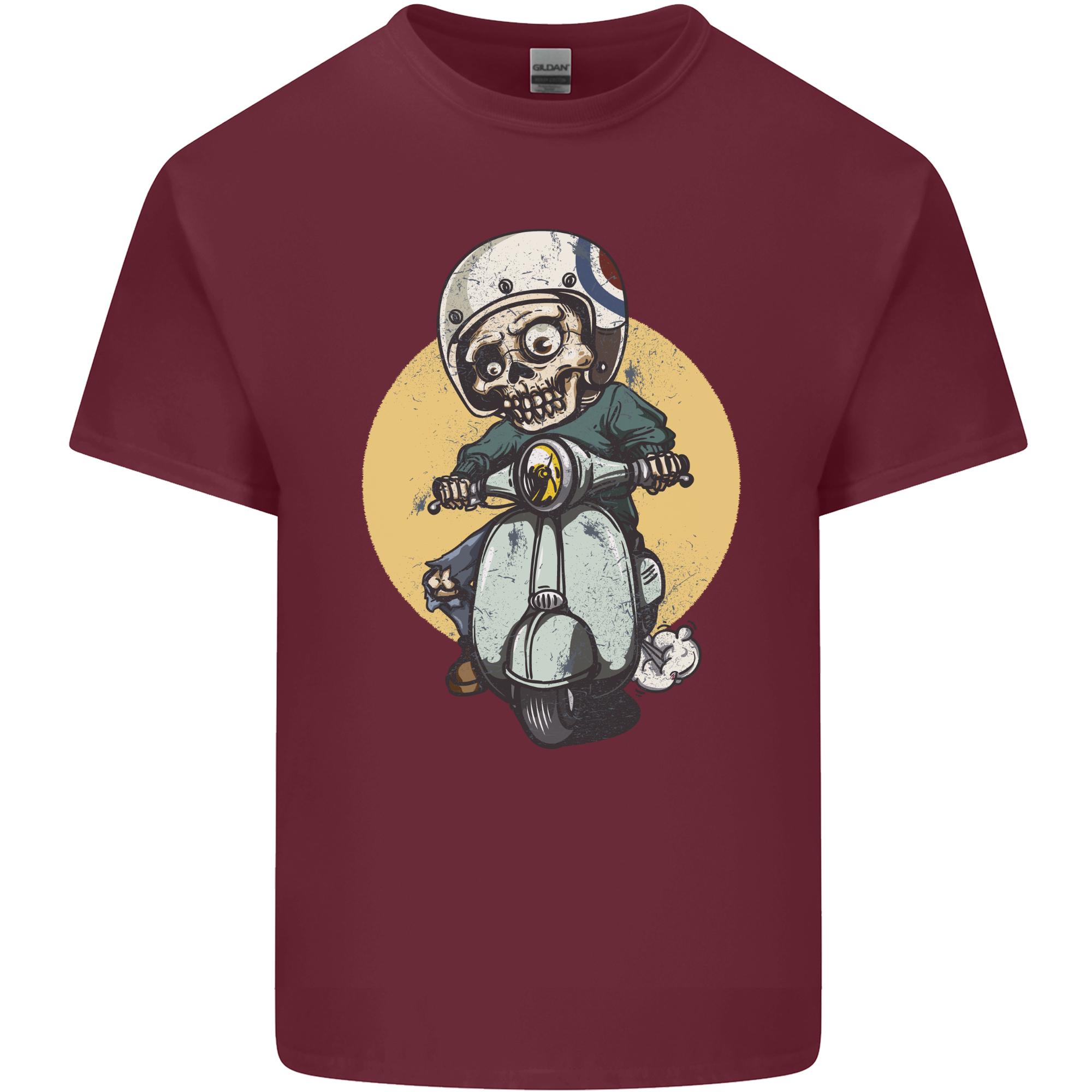 Mod Scooter Moped Skull Unisexs Light Cotton TShirt S