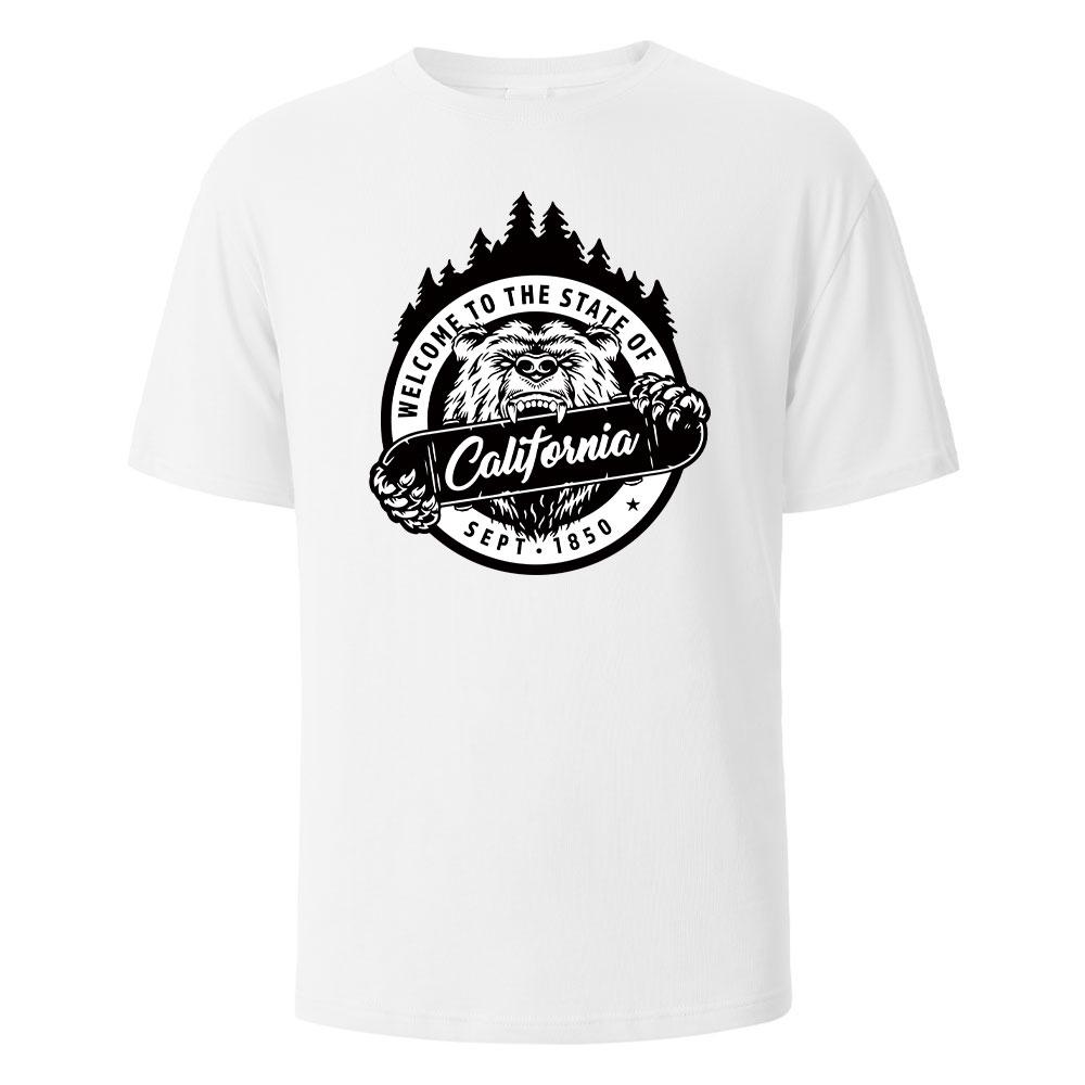 Herren T-Shirt mit Aufdruck Kalifornien 100% Baumwolle Oberteil Herren und Damen Sommer Atmungsaktiv Kurzarm Rundhals Basic T-Shirt Hoch
