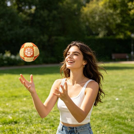 Creative Footbag Toy, Handmade Knitted Juggling Balls for Kids Adults, Colorful World Bean Bags for Outdoor Game